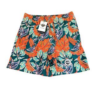 NWT Cove Sz XL Men' Swim Trunks Shorts Floral Lined Quick Dry Stretch Drawstring